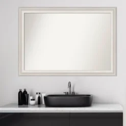 41" X 29" Non-Beveled Trio White Wash Silver Bathroom Wall Mirror - Amanti Art -Amanti Art GUEST 856f6e13 ebdb 40fb a82c ac439999ad0d