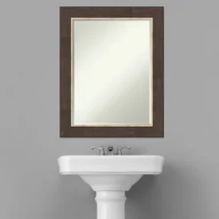 Amanti Art Lined Bronze Petite Bevel Bathroom Wall Mirror 29 X 23 In. -Amanti Art GUEST 858280e8 5723 4ca4 a6c4 7cd3be3d0bef