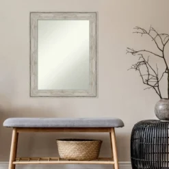 23" X 29" Non-Beveled Crackled Bathroom Wall Mirror Metallic Silver - Amanti Art -Amanti Art GUEST 86b3b67b 8a1f 4bd2 8f11 bea7b2c2edea