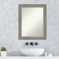 23" X 29" Non-Beveled Regis Barnwood Gray Wood Bathroom Wall Mirror - Amanti Art -Amanti Art GUEST 8725063f b5cd 4746 8a96 08da2733462f
