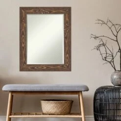 24" X 30" Beveled Bridge Brown Wood Wall Mirror - Amanti Art -Amanti Art GUEST 8735505e 3e4a 450b 855f 1810ed96e3a0