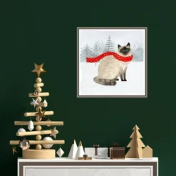 16" X 16" Christmas Cats And Dogs III By Victoria Borges Framed Canvas Wall Art - Amanti Art -Amanti Art GUEST 8763c09b 4657 47a0 a54e 90738341a748