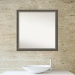 29" X 29" Non-Beveled Domus Wood Bathroom Wall Mirror Dark Silver - Amanti Art -Amanti Art GUEST 879c8dca b39c 44e5 bb3c 78a2669ae0f8