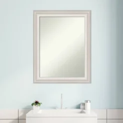 23" X 29" Non-Beveled Trio White Wash Silver Bathroom Wall Mirror - Amanti Art -Amanti Art GUEST 8855d634 5cfd 4f17 bbaf 5ff45729fa33