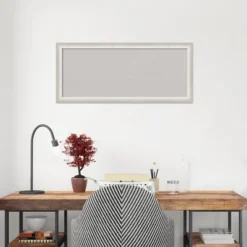 32"x14" Two Tone Wood Frame Gray Cork Board Silver - Amanti Art -Amanti Art GUEST 8870f0bc 5d1a 4111 bb69 3330920454ea