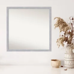 28" X 28" Non-Beveled Grace Brushed Nickel Narrow Wall Mirror - Amanti Art -Amanti Art GUEST 893ae3db 21d2 4352 aeda c3a12558eea5