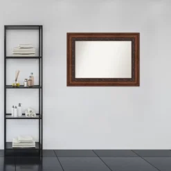 46" X 34" Non-Beveled Decorative Bathroom Wall Mirror Bronze - Amanti Art -Amanti Art GUEST 8950b2ac 5537 4ea5 b13c 948191004575