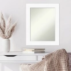 24" X 30" Non-Beveled Cabinet White Wall Mirror - Amanti Art -Amanti Art GUEST 89650385 3539 44ad 900b 49fb61336a6f