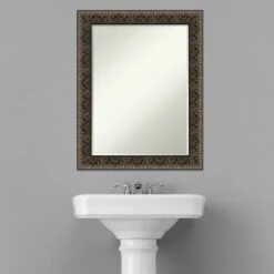 Amanti Art Intaglio Embossed Black Petite Bevel Wood Bathroom Wall Mirror 28.5 X 22.5 In. 18 Amanti Art Intaglio Embossed Black Petite Bevel Wood Bathroom Wall Mirror 28.5 X 22.5 In. -Amanti Art GUEST 8a1c0974 ba14 484e 9c14 b6807747d73e