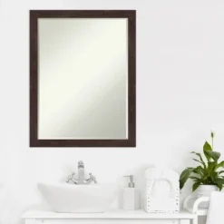 Amanti Art Fresco Petite Bevel Wood Bathroom Wall Mirror -Amanti Art GUEST 8a232431 8072 47f3 a50b a353a77a1a1b