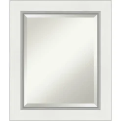 Eva White Silver Framed Bathroom Vanity Wall Mirror - Amanti Art -Amanti Art GUEST 8a2a2841 ce9e 41a9 b3b0 526745fd3384