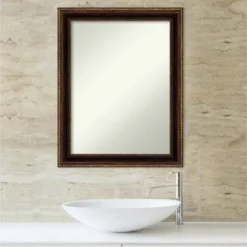 22" X 28" Non-Beveled Corded Bathroom Wall Mirror Bronze - Amanti Art -Amanti Art GUEST 8a7c7a85 5e00 4cbc ba6b 0e2bd2dd8c33