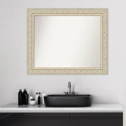 34" X 28" Non-Beveled Fair Baroque Wood Bathroom Wall Mirror Cream - Amanti Art -Amanti Art GUEST 8b4dfa1a bc0c 45ae 99d8 714a838f7cff