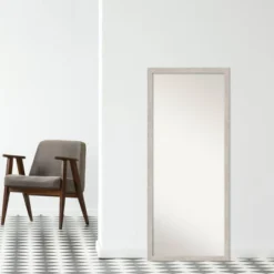 27" X 63" Non-Beveled Marred Silver Wood Full Length Floor Leaner Mirror - Amanti Art -Amanti Art GUEST 8bc6d95c ecb8 4165 8776 a274fe020de2
