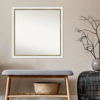 29" X 29" Non-Beveled Eva White Gold Narrow Wall Mirror - Amanti Art: Modern Square, Polystyrene Frame 8 29" X 29" Non-Beveled Eva White Gold Narrow Wall Mirror - Amanti Art: Modern Square, Polystyrene Frame - Image 6