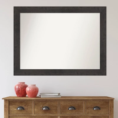 44" X 33" Non-Beveled Rustic Plank Espresso Bathroom Wall Mirror - Amanti Art 7 44" X 33" Non-Beveled Rustic Plank Espresso Bathroom Wall Mirror - Amanti Art - Image 5