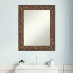 24" X 30" Non-Beveled Bridge Wood Bathroom Wall Mirror Brown - Amanti Art -Amanti Art GUEST 8c615b84 5ebc 4eb0 bc58 6f02ce5455eb