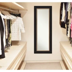 21" X 55" Non-Beveled Vogue Black Full Length On The Door Mirror - Amanti Art -Amanti Art GUEST 8ce281da 3328 4a0b ab25 f6b158b7e5f0