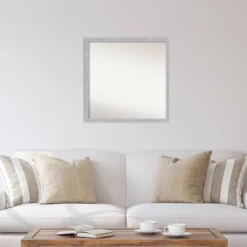 28" X 28" Non-Beveled Grace Brushed Nickel Narrow Wall Mirror - Amanti Art -Amanti Art GUEST 8e336a32 8a45 4983 bcc6 2a72ffef4159