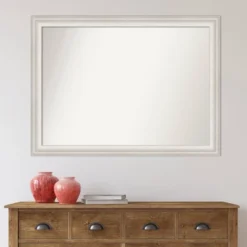 43" X 32" Non-Beveled Trio White Wash Silver Bathroom Wall Mirror - Amanti Art -Amanti Art GUEST 8e92bffe efd7 478c b395 791620dc5eb4