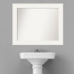 34" X 28" Non-Beveled Ridge White Bathroom Wall Mirror - Amanti Art -Amanti Art GUEST 8e955429 0531 4e98 8cae b854d1fdd5c4