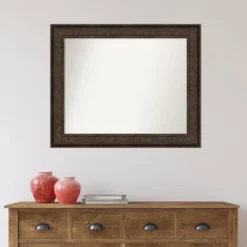 34" X 28" Non-Beveled Ridge Bronze Bathroom Wall Mirror - Amanti Art -Amanti Art GUEST 8f261203 ee5f 4b56 a651 fd7490fda3c4