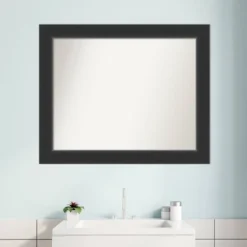 33" X 27" Non-Beveled Corvino Wood Bathroom Wall Mirror Black - Amanti Art -Amanti Art GUEST 8f4600c7 2ad8 41f2 a7c3 28e261a2086f