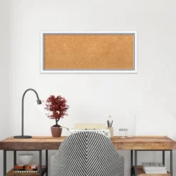 32"x14" Morgan Wood Frame Natural Cork Board White/Blue - Amanti Art: Wall Mount, Bulletin Board, No Choking Hazard -Amanti Art GUEST 8f626776 adc5 4ed3 835d 09aa92567d12