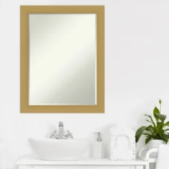 Amanti Art Grace Brushed Gold Petite Bevel Bathroom Wall Mirror 27.5 X 21.5 In. -Amanti Art GUEST 8fbda544 0b3e 4df8 8341 d35d1ccab17c