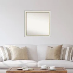 29" X 29" Non-Beveled Eva White Gold Narrow Wall Mirror - Amanti Art: Modern Square, Polystyrene Frame 13 29" X 29" Non-Beveled Eva White Gold Narrow Wall Mirror - Amanti Art: Modern Square, Polystyrene Frame -Amanti Art GUEST 903e287a 6f1b 4bae 991d 27cb7bb86ec2