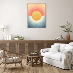32" X 42" Retro Vibes Abstract Sun By Danhui Nai Framed Canvas Wall Art Print - Amanti Art -Amanti Art GUEST 903ec9f2 11fb 4057 814c c83ab70edb25