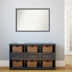 38" X 26" Non-Beveled Eva Thin Bathroom Wall Mirror Black - Amanti Art -Amanti Art GUEST 911fb92f eb70 48c4 85e9 6f0224857fb4