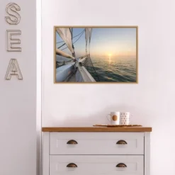 23" X 16" Sunset Cruise On The Western Union Schooner By Chuck Haney Danita Delimont Framed Canvas Wall Art - Amanti Art -Amanti Art GUEST 92dd1b64 636a 4d0d 9a92 7f592c46946e