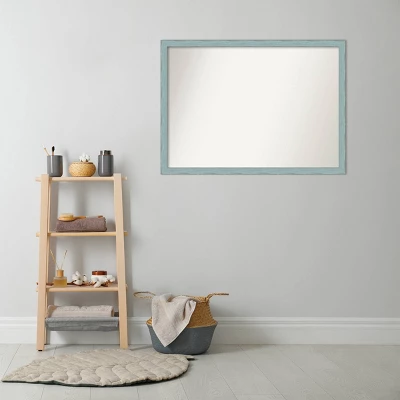 40" X 29" Non-Beveled Sky Blue Rustic Wood Bathroom Wall Mirror - Amanti Art 6 40" X 29" Non-Beveled Sky Blue Rustic Wood Bathroom Wall Mirror - Amanti Art - Image 4