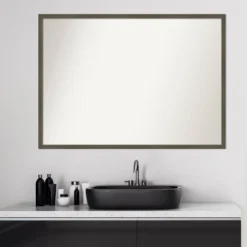 40" X 29" Non-Beveled Svelte Clay Gray Wood Bathroom Wall Mirror - Amanti Art -Amanti Art GUEST 945f91c2 2713 4c1c bdd1 f40f9c8c499b
