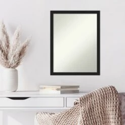 20" X 26" Non-Beveled Grace Brushed Metallic Black Narrow Wall Mirror - Amanti Art -Amanti Art GUEST 951448bf 80f9 49d1 8ee0 ac5ad762c7e1