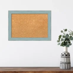 Amanti Art Sky Blue Rustic Wood Framed Corkboard, Natural Cork -Amanti Art GUEST 9689373f e0ba 42b5 a232 5e50b9e977be