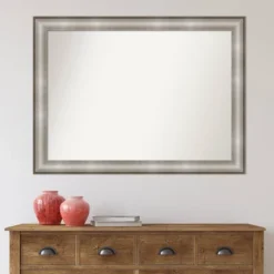 43" X 32" Non-Beveled Imperial Silver Wall Mirror - Amanti Art: Modern Rectangle, Includes Mount Hardware -Amanti Art GUEST 9704362b 1f8d 42cc a91f 077533b8e6d1