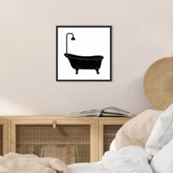 16" X 16" Bathroom Puns II No Words By Becky Thorns Framed Canvas Wall Art Black - Amanti Art -Amanti Art GUEST 972e80c4 c35f 40ca b80a 353c605b2924