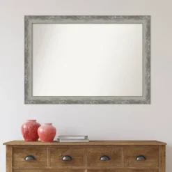 41" X 29" Non-Beveled Waveline Silver Narrow Wall Mirror - Amanti Art -Amanti Art GUEST 979a67e0 97c9 4a3b 90cc 8166cb098452