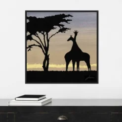 22" X 22" Savanna Giraffes IV By James Burghardt Framed Canvas Wall Art Black - Amanti Art -Amanti Art GUEST 9816d945 46f6 4db5 b9ec 0ca542624aec
