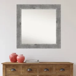 32" X 32" Non-Beveled Bridge Gray Wood Wall Mirror - Amanti Art -Amanti Art GUEST 984c489c a495 4db8 857a 1e0cedba8798