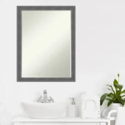 Amanti Art Dixie Grey Rustic Petite Bevel Wood Bathroom Wall Mirror 26.25 X 20.25 In. -Amanti Art GUEST 9a3da0d5 b6a8 4e96 a5e2 4c022af03bd3