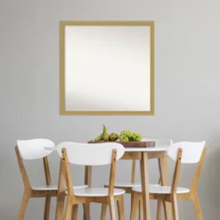 28" X 28" Non-Beveled Grace Brushed Gold Narrow Wall Mirror - Amanti Art -Amanti Art GUEST 9a7e2bd5 7600 48de 9b59 ba506eff3f40