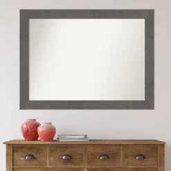 44" X 33" Non-Beveled Rustic Plank Gray Bathroom Wall Mirror - Amanti Art -Amanti Art GUEST 9b23e4f2 b2fb 4b91 ada1 be14240e39de