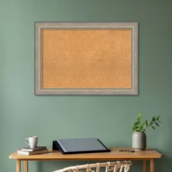 41"x29" Wood Frame Natural Cork Board Fleur Champagne Silver - Amanti Art: Wall Mount, Custom Quality -Amanti Art GUEST 9b636316 88d0 46dd a1d0 1514324a973c