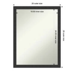 Mezzanotte Black Non-Beveled Wood Bathroom Wall Mirror -Amanti Art GUEST 9bf31762 5d11 433a 8b80 ece20705a00b