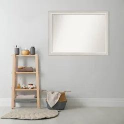 43" X 32" Non-Beveled Trio White Wash Silver Bathroom Wall Mirror - Amanti Art -Amanti Art GUEST 9c38cbb4 4da9 4ca3 b0fc 085edb07e2b7