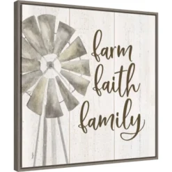 22" X 22" Farm Life III Farm Faith Family By Tara Reed Framed Canvas Wall Art Gray Wash - Amanti Art