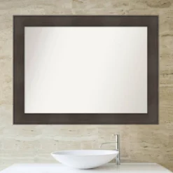 44" X 33" Non-Beveled William Rustic Woodgrain Bathroom Wall Mirror - Amanti Art -Amanti Art GUEST 9d6b3edc d641 4d50 ad8e ec0604b6f917